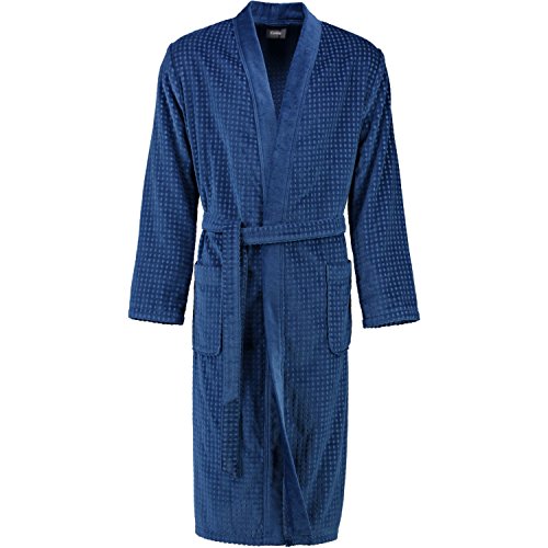 Cawö Herren Kimono 3714 I Farbe Saphir blau I Größe 58 I Reine Baumwolle I Wendeoptik I Gürtel von Cawö
