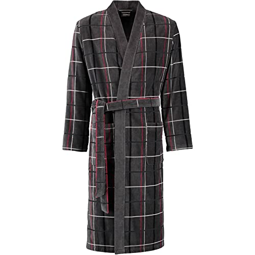 Cawö Herren-Velours-Kimono-Mantel 4853, Fb. 79 anthrazit-rot (48) von Cawö