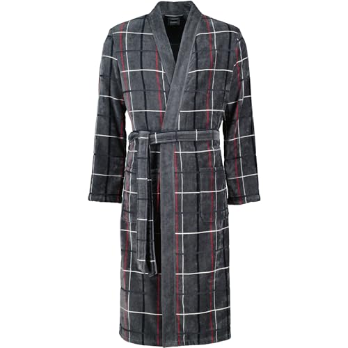 Cawö Herren-Velours-Kimono-Mantel 4853, Fb. 79 anthrazit-rot (48) von Cawö