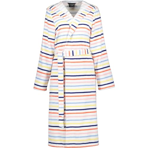 Cawö Home Bademäntel Damen Kapuze Streifen 3344 weiß-multicolor - 62 M von Cawö