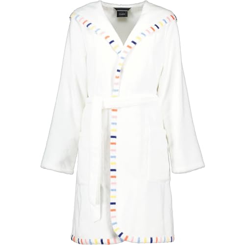 Cawö Home Bademäntel Damen Kurzmantel mit Kapuze Uni mit Borte 3345 weiß - 662 L von Cawö