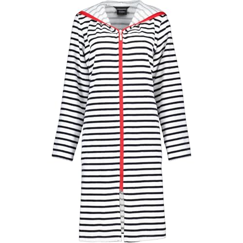 Cawö Home Bademäntel Damen Kurzmantel mit Kapuze Streifen 1244 schwarz-weiß - 96 M von Cawö