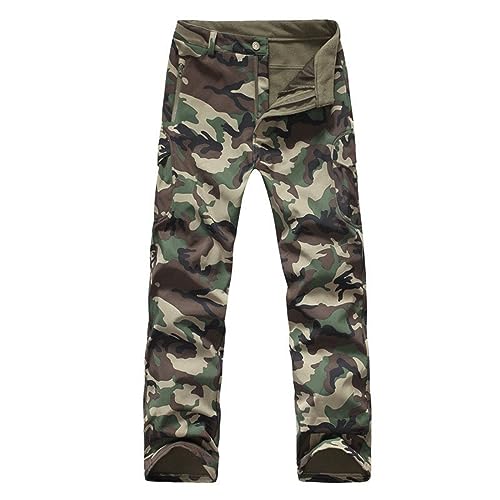 Arbeitshosen Herren Taktisch Tarnung Softshell Hose Militär Armee Outdoor Wanderhose Trekking Wasserdicht Warm Verdicken Jagd Camping Ski Camo Hosen Camouflage von Caxndycing