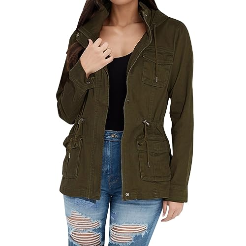 Camo Jacke Damen Langarm Tarnjacke mit Button Ripped Tarnung Mäntel Herbst Winter Beiläufig Straße Camouflage Jacke Casual Jackets mit Vielen Tasche von Caxndycing