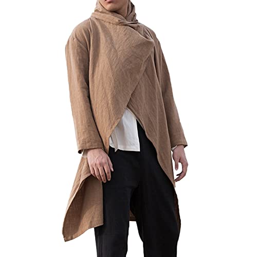 Caxndycing Alpaka Wolle Poncho Herren Decke Cape Baumwolle Leinen Jacke Mexikanischer Wollponcho Winter Cowboy Hippie Jacken Unregelmäßiges Übergangsjacke Premium Ponchos von Caxndycing