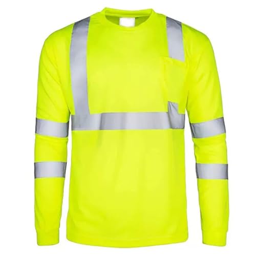 Caxndycing Arbeitsshirt Herren Langarm Warnschutz T-Shirt Rundhalsausschnitt Warnschutzshirt Reflektierenden Streifen Warnshirt Baumwolle Atmungsaktiv Langarmshirt Bequeme Weich Shirt von Caxndycing