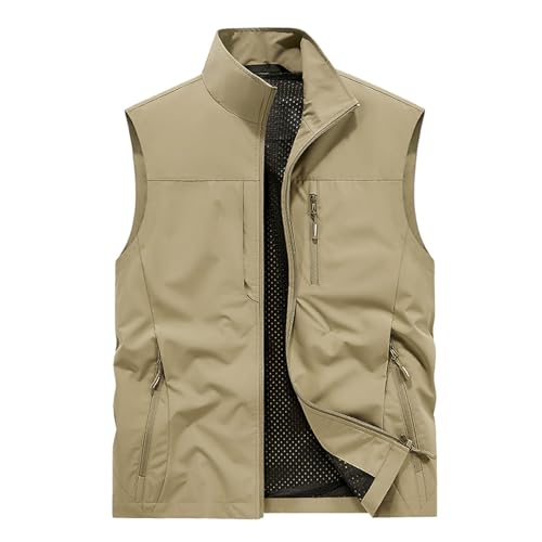 Caxndycing Arbeitsweste Herren Ärmellos Softshell Weste Ärmellose-Laufweste Warm Atmungsaktive Funktionsjacke Leicht Winterweste Camping Wandern Funktionsweste Jagdweste mit Vielen Taschen von Caxndycing