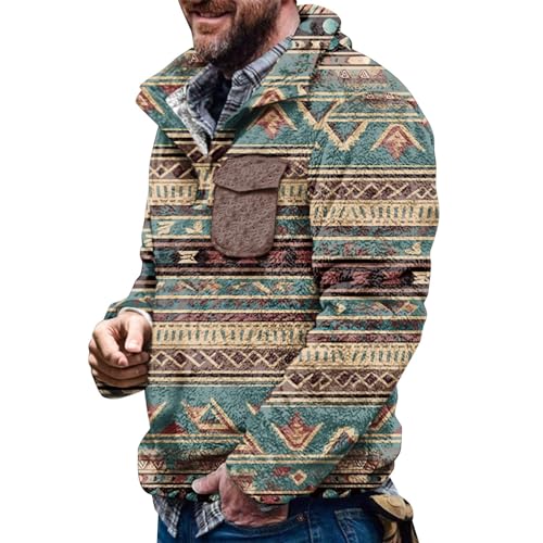 Caxndycing Aztec Fleece Pullover Herren Ohne Kapuze Fleecepullover mit Tasche Männer Teddy Fleecejacke Button Down Sweatshirt Warm Vintage Winterpullover Fuzzy Sherpa Warm Rollkragenpulli Caxndycing Aztec Fleece Pullover Herren Ohne Kapuze Fleecepullover mit Tasche Männer Teddy Fleecejacke Button Down Sweatshirt Warm Vintage Winterpullover Fuzzy Sherpa Warm Rollkragenpulli von Caxndycing