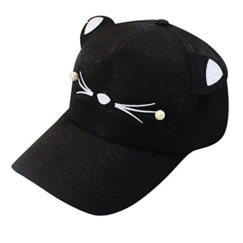 Caxndycing Baseball Caps Frauen Katzenohren Katze Baseballmütze Niedlichen Mädchen Hut Verstellbar Baseballmütze Hip Hop Maske für Damen Verstellbar Baseball Kappe Einfarbig Kappe von Caxndycing