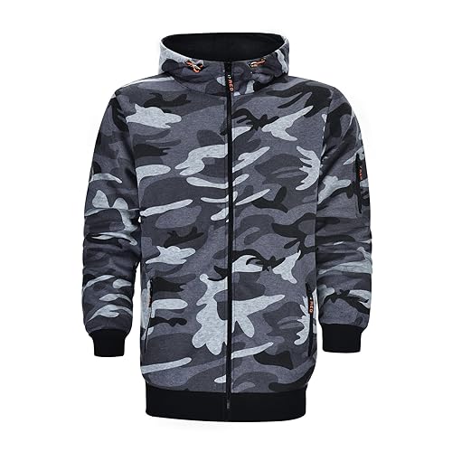Caxndycing Camo Hoodie Herren Taktisch Softshell Fleecejacke Camouflage Militär Sweatjacke Outdoor Warm Winddicht Wasserdicht Mantel Jacken Männer Zipper Hoody Workerhoodie von Caxndycing