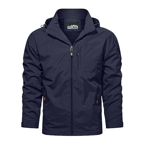 Caxndycing Dünne Regenjacke Herren Leichtgewichtige Dünne Wasserdichte Regen Windjacke Winddichte Feldjacke mit Vielen Taschen Wasserdicht Leichte Jacke und Reißverschlusstaschen Caxndycing Dünne Regenjacke Herren Leichtgewichtige Dünne Wasserdichte Regen Windjacke Winddichte Feldjacke mit Vielen Taschen Wasserdicht Leichte Jacke und Reißverschlusstaschen von Caxndycing