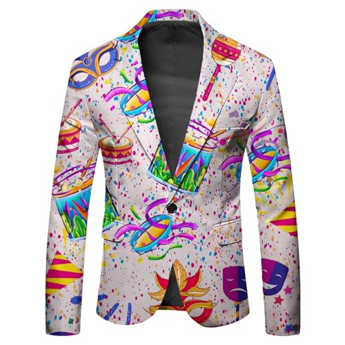 Caxndycing Fasching Sakko Herren Karneval Kostüm Langarm Anzugjacket Männer Stylish Jackets Festival Outfit faschingskostüme Elegante Anzug Suit Blazer Sakko Jackett Abschlussball Outfits von Caxndycing