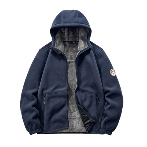 Caxndycing Fleecejacke Herren Herren Hoodie mit Sherpa-Futter und FDurchgehendem Reißverschluss Sherpa Fleece Gefüttert Kapuzenpullover Fleecefutter Mantel Winter Jacke mit Taschen von Caxndycing