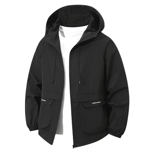 Caxndycing Frühling Jacke Herren Leicht Sommerjacke Herren wasserdichte Sonnenschutz Übergangsjacke Funktionsjacke für Outdoor Freizeit Dünn Windbreaker Outdoorjacke Wanderjacke von Caxndycing