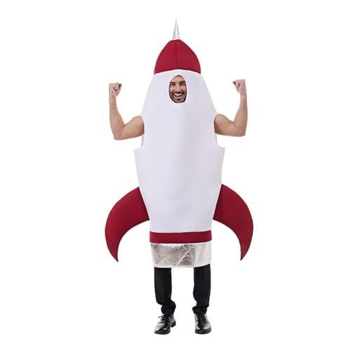 Caxndycing Halloween Kostüm Herren Aufblasbare Rakete Anzug Fancy Dress Raketenschiff Outfits Erwachsene Cosplay Neuheit Kleidung Streichkostüm Requisiten für Party von Caxndycing