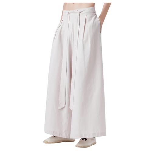 Caxndycing Haremhose Herren Hose mit Weitem Bein Japanische Yogahose Hip Hop Baggy Hose Japanischer Stil Samurai Hakama Haremshose Strandhose Beach Japan Style Bequeme Sommerhose von Caxndycing