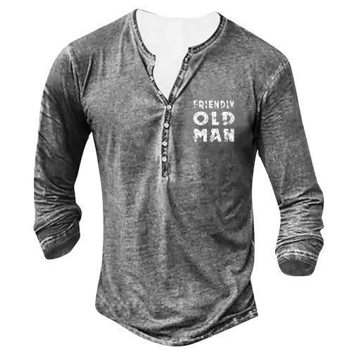 Caxndycing Henley Shirt Herren Sommer Classic Langarm Knopf T-Shirt Männer Langarm Henley T-Shirt Männer Vintage Casual Langarmshirt mit Knopf von Caxndycing