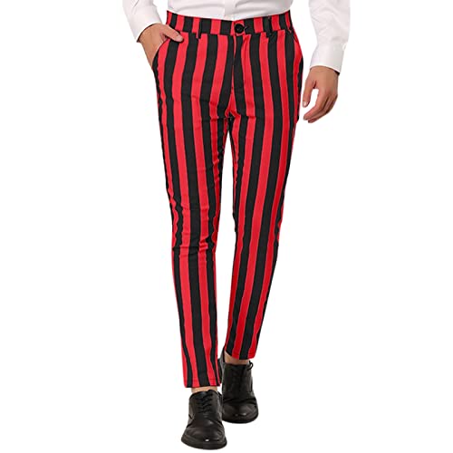 Caxndycing Herren Chino Hose Gestreift Röhrenhose Streifen Chinohose mit Stretch Designer Slim fit Hose Stoffhose Gestreifte Gerade Passform Vertikale Streifen Anzughose Büroarbeitshose von Caxndycing