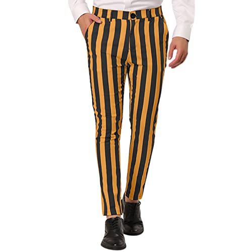 Caxndycing Herren Chino Hose Gestreift Röhrenhose Streifen Chinohose mit Stretch Designer Slim fit Hose Stoffhose Gestreifte Gerade Passform Vertikale Streifen Anzughose Büroarbeitshose von Caxndycing