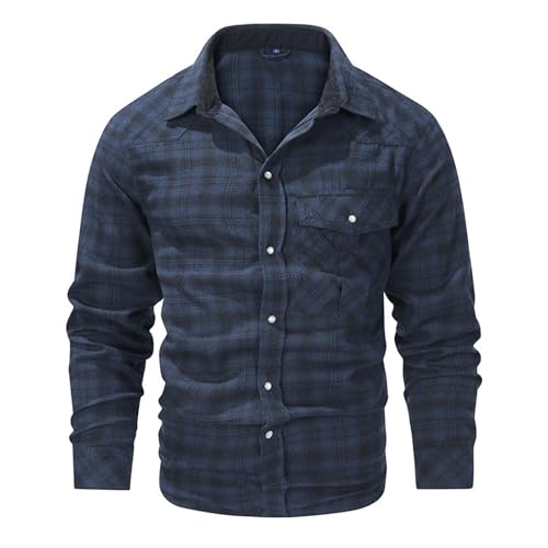 Caxndycing Herren Flanellhemd Langarm Kariertes Druckknöpfe Hemd mit Tasche Herbst Winter Mode Top Kariert Flanellhemden Langarm Casual Langarmhemd Hemden aus Flanell Herrenhemd von Caxndycing