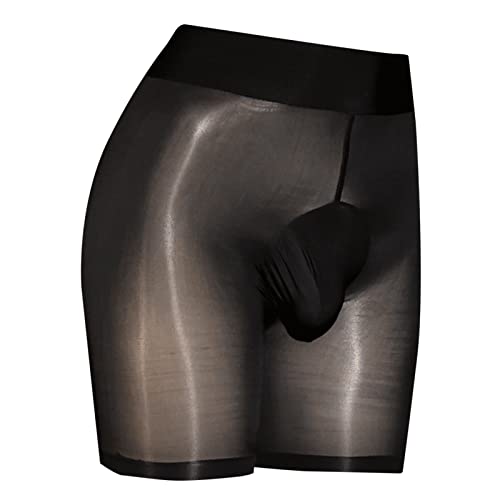 Caxndycing Herren Glänzend Leggings Öl Strumpfhosen Shorts Figurformende Feinstrumpfhose Unterwäsche Herren Kurz Leggings Pants Short Sexy Transparent Nylon Strumpfhose Unterhose von Caxndycing