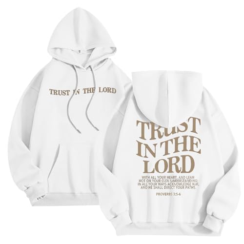 Caxndycing Herren Hoodie mit Backprint Trust in The Lord Print Kapuzenpullover Männer Unisex Mode Langarm Kapuzenpullover Casual Übergröße Pullover Sweatshirts Hip Hop Sweatjacke Kapuzenjacke von Caxndycing