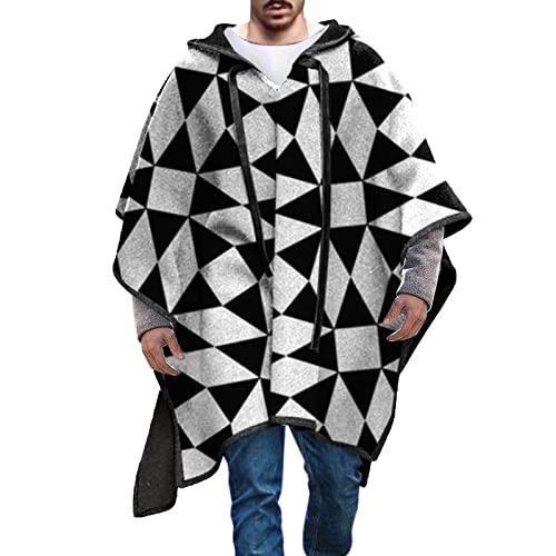 Caxndycing Herren Kapuzenponcho Clint Eastwood Poncho Decke Casual Cape mit Kapuze Poncho für Männer Unregelmäßiger Saum Kapuzenpullover Bequeme Hauskleidung Fashion Streetwear von Caxndycing