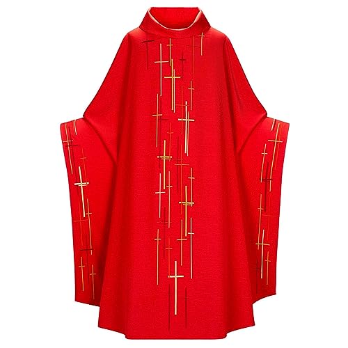 Caxndycing Herren Klerus Priester Römische Celebrant Taufen Kostüm Vestment Messgewand Erwachsenen Kirche Katholisch Vater Masse Gewänder Robe Messgewand Katholische Kirche Vater Priester Kasel Robe von Caxndycing
