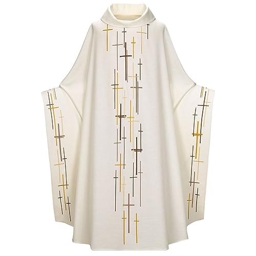 Caxndycing Herren Klerus Priester Römische Celebrant Taufen Kostüm Vestment Messgewand Erwachsenen Kirche Katholisch Vater Masse Gewänder Robe Messgewand Katholische Kirche Vater Priester Kasel Robe von Caxndycing