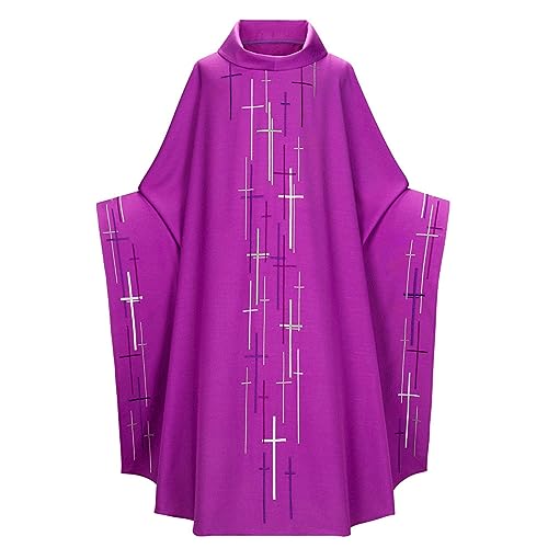 Caxndycing Herren Klerus Priester Römische Celebrant Taufen Kostüm Vestment Messgewand Erwachsenen Kirche Katholisch Vater Masse Gewänder Robe Messgewand Katholische Kirche Vater Priester Kasel Robe von Caxndycing