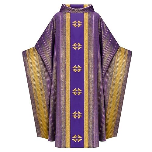 Caxndycing Herren Klerus Priester Römische Celebrant Taufen Kostüm Vestment Messgewand Erwachsenen Kirche Katholisch Vater Masse Gewänder Robe Vintage Kleidung von Caxndycing