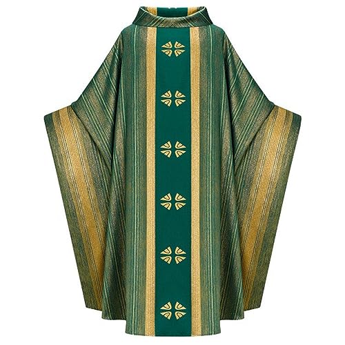 Caxndycing Herren Klerus Priester Römische Celebrant Taufen Kostüm Vestment Messgewand Kirche Katholisch Vater Masse Gewänder Robe Vintage Kleidung Langarm Kostüm Karneval von Caxndycing