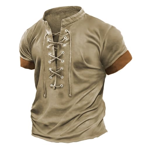 Caxndycing Herren Kurzarm Henley Shirt Männer Freizeithemd Vintage Casual Leicht T-Shirt Traditioneller Retro-Stil Schnürung Kurzarm Shirt Caxndycing Herren Kurzarm Henley Shirt Männer Freizeithemd Vintage Casual Leicht T-Shirt Traditioneller Retro-Stil Schnürung Kurzarm Shirt von Caxndycing
