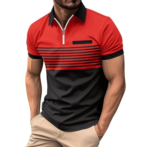 Caxndycing Herren Kurzarm Poloshirt Atmungsaktiv Schnelltrocknend Tshirt Freizeit Sport Sommer Poloshirts Männer Knopfleiste Polohemd von Caxndycing