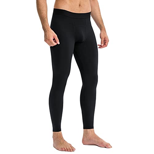 Caxndycing Herren Leggings High Waist Thermo Unterhose Lang Yoga, Wandern, Basketball Kompressionshose Herren mit Taschen Atmungsaktiv Tights Herren Elastische Yogahose Grundschicht Sport Leggings von Caxndycing