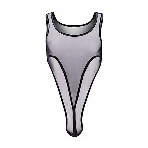 Caxndycing Herren Mesh Bodysuit Transparent Unterwäsche Stringbody Unterhemd Body Kompression Singlet Sportwear Durchsichtig Stringbody Ärmellos Männerbody Erotische Unterwäsche Muskelshirt von Caxndycing