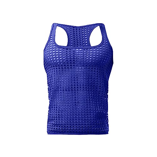 Caxndycing Herren Netz Tank Tops Muskel Transparent Shirts Netzhemd Rundkragen Netzshirt für Männer Ärmellos Clubwear Fitted Sleeveless Muscleshirt Erotische Unterwäsche von Caxndycing