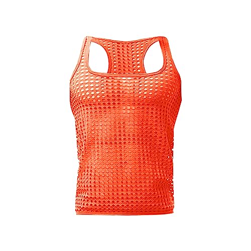 Caxndycing Herren Netz Tank Tops Muskel Transparent Shirts Netzhemd Rundkragen Netzshirt für Männer Ärmellos Clubwear Fitted Sleeveless Muscleshirt Erotische Unterwäsche von Caxndycing