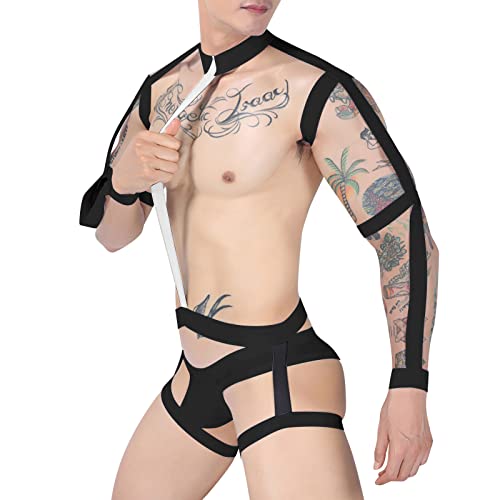 Caxndycing Herren Punk Body Brust Harness Männer Geschirr Schultergurt Herren Kleidung Bandage Kostüme Herren Sexy Sklave Clubwear Einteiler Unterwäsche Clubwear für Männer von Caxndycing