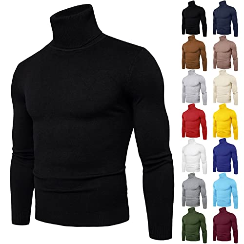 Caxndycing Herren Rollkragen Pullover Basic Strickpullover Zopfmuster Sweatershirt Männer Pullover Sweater Roll Neck Langarmshirt von Caxndycing