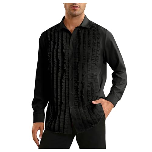 Caxndycing Herren Rüschenhemd Langarm Mittelalter Hemd Renaissance Gothic Shirt Piratenhemd Herren Rüschenhemd Mittelalter Hemd Renaissance Viking Viktorian Steampunk Cosplay Tops von Caxndycing