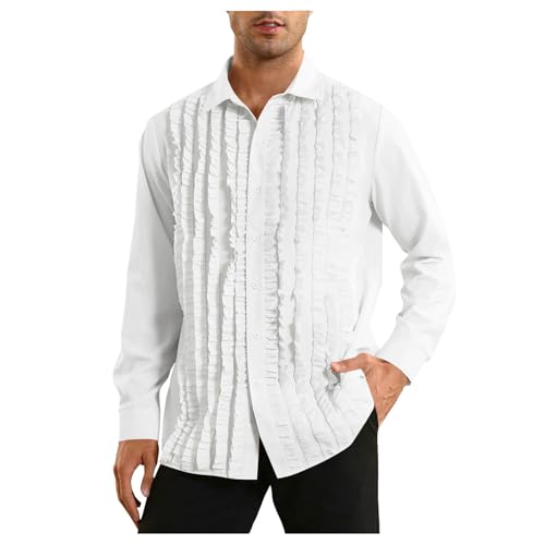 Caxndycing Herren Rüschenhemd Langarm Mittelalter Hemd Renaissance Gothic Shirt Piratenhemd Herren Rüschenhemd Mittelalter Hemd Renaissance Viking Viktorian Steampunk Cosplay Tops von Caxndycing