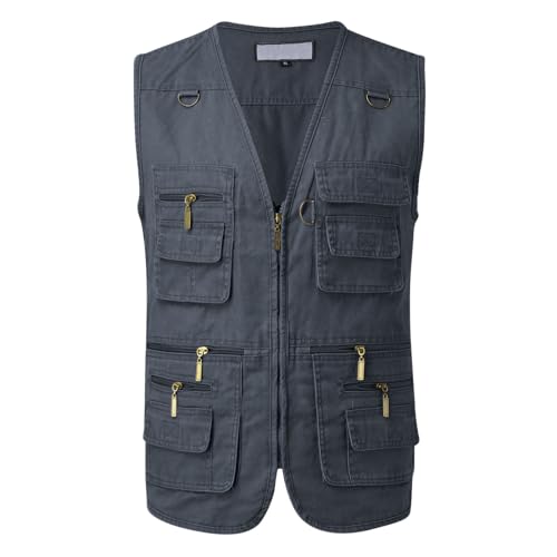 Caxndycing Herren Sommer Outdoor Weste Leicht Atmungsaktiv Anglerweste Multifunktionsweste Atmungsaktiv Angeln Weste Arbeit Reise Ärmellos Jacke Herren Anglerweste von Caxndycing