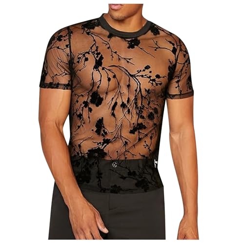 Caxndycing Herren Spitze Hemd Kurzarm Durchsichtiges Sommer Oberteil Sexy Netz Shirts Kurzarm Hemd Club Wear Sommer Netzoberteil Herren Netzhemd Muskel Caxndycing Herren Spitze Hemd Kurzarm Durchsichtiges Sommer Oberteil Sexy Netz Shirts Kurzarm Hemd Club Wear Sommer Netzoberteil Herren Netzhemd Muskel von Caxndycing