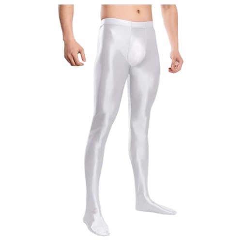 Caxndycing Herren Strumpfhosen Nylon Glänzend Leggings Männer Hoher Taille Nylonstrumpfhose Lang Hose Feinstrumpfhose Öl Glänzend Leggings Sport Glossy Glatte Nylon Unterhose von Caxndycing