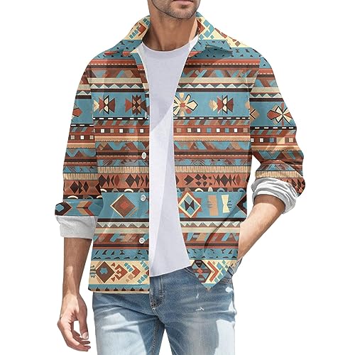 Caxndycing Herren Vintage Hemd Afrikanischer Ethnischer Stil Langarm Hemden Mode Traditionelle Muster Gedruckt T Shirt Druckmustern Langarmhemd mit Knopfleiste Herrenhemd aus Leinen mit Stilvollen von Caxndycing