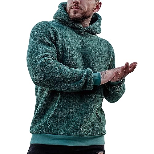Caxndycing Hoodie Herren Teddy Fleece Winter Pullover mit Kängurutasche Fuzzy Plüsch Teddy Kapuzenpullover für Herbst Winter Teddy-Fell Hoody mit Kapuze Fleecepullover Stüssy Sherpa Fleecejacke von Caxndycing