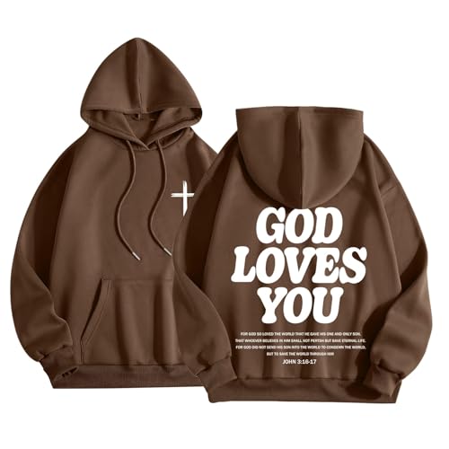 Caxndycing Hoodie Herren mit Backprint God Loves You Kapuzenpullover 2024 Männer Sweatshirt Streetwear Sweatjacke Langarm Kapuzenpulli Herbst Winter Hip Hop Casual Hoody von Caxndycing