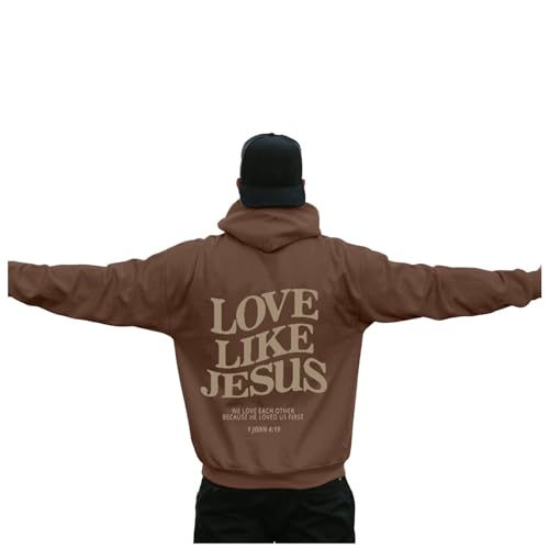 Caxndycing Hoodie Herren mit Backprint Love Like Jesus Kapuzenpullover Männer Sweatshirt Mode Hip Hop Sweatjacke Langarm Kapuzenpulli Y2K Warm Pullover Herbst Winter Jacke von Caxndycing