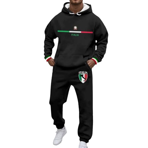 Caxndycing Jogging Anzug Set Herren Italien Flagge Trainingsanzug Herren IT Bedruckt Jogginganzug 2-Teilig Hoodie und Jogginghose Casual Hausanzug Sportlich Tracksuit von Caxndycing